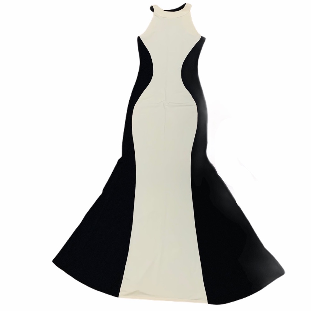 Rich Coco maxi dress cream and black color-block